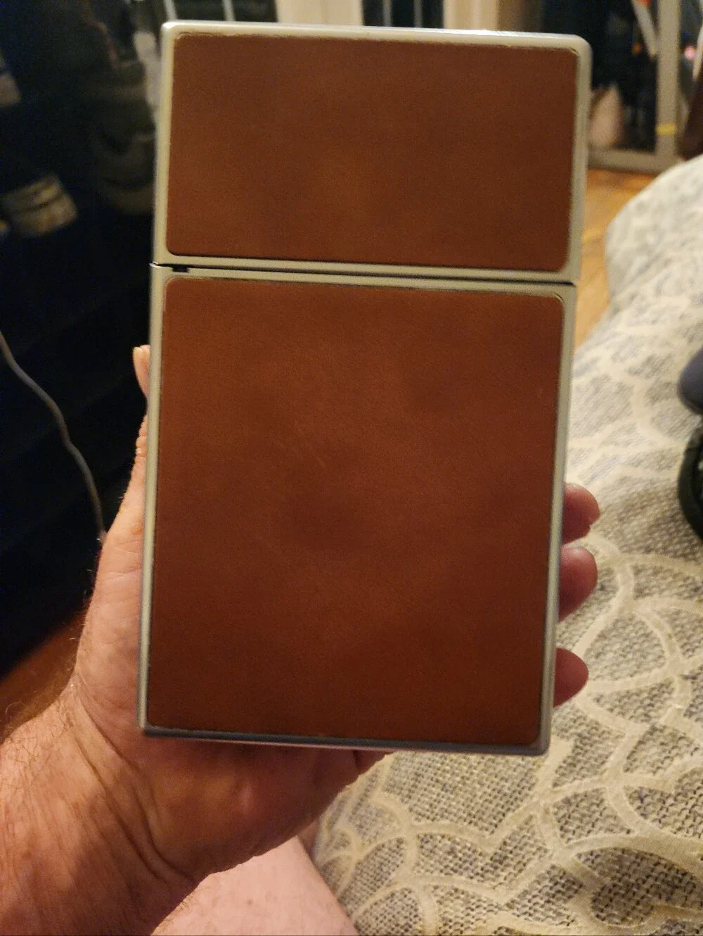 Polaroid SX-70 Land Camera in Silver with Brown and Red Accents